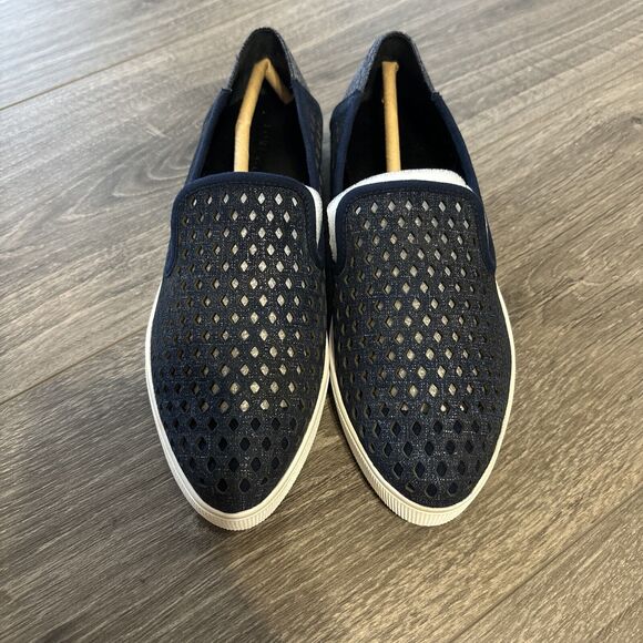 Lori Goldstein Loafer Li- Yori Dark Blue Denim Leather Size 5.5M Walking Comfort - Picture 3 of 6